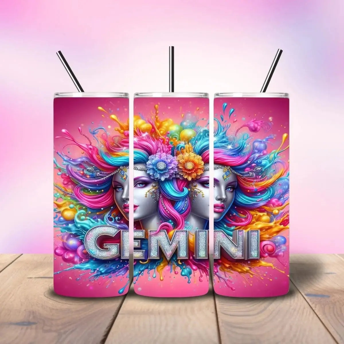Gemini Hot Pink - Fully Completed Tumbler Skinny Straight 20/30oz - Savvy Crafters Vinyl & Gifts