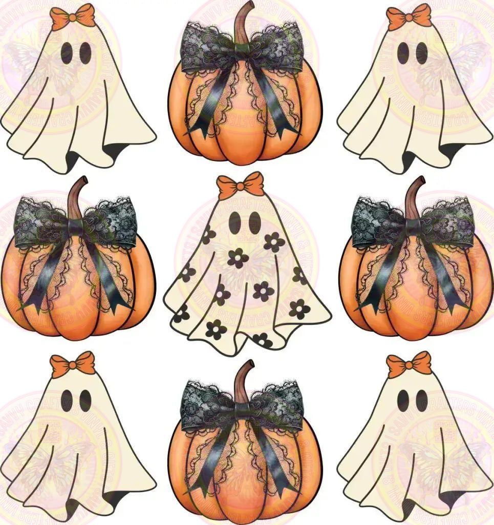 Ghost Coquette Floral Black Checker - Savvy Crafters Vinyl & Gifts