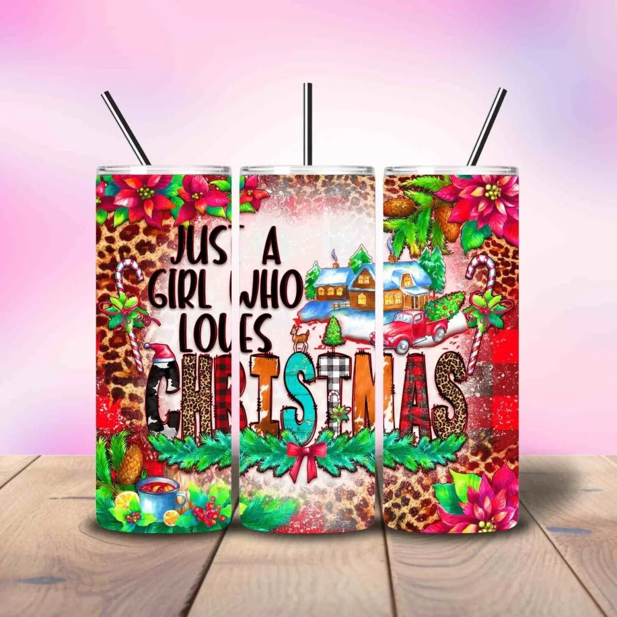 Girl Who Loves Christmas - Fully Completed Tumbler Skinny Straight 20/30oz - Savvy Crafters Vinyl & Gifts
