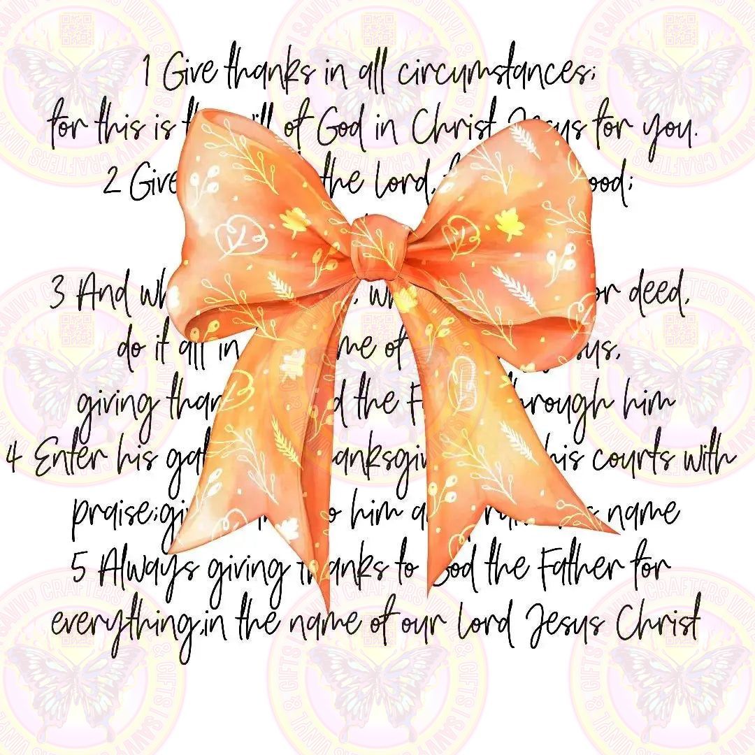 Give Thanks Coquette Bible Verse Christian - Savvy Crafters Vinyl & Gifts