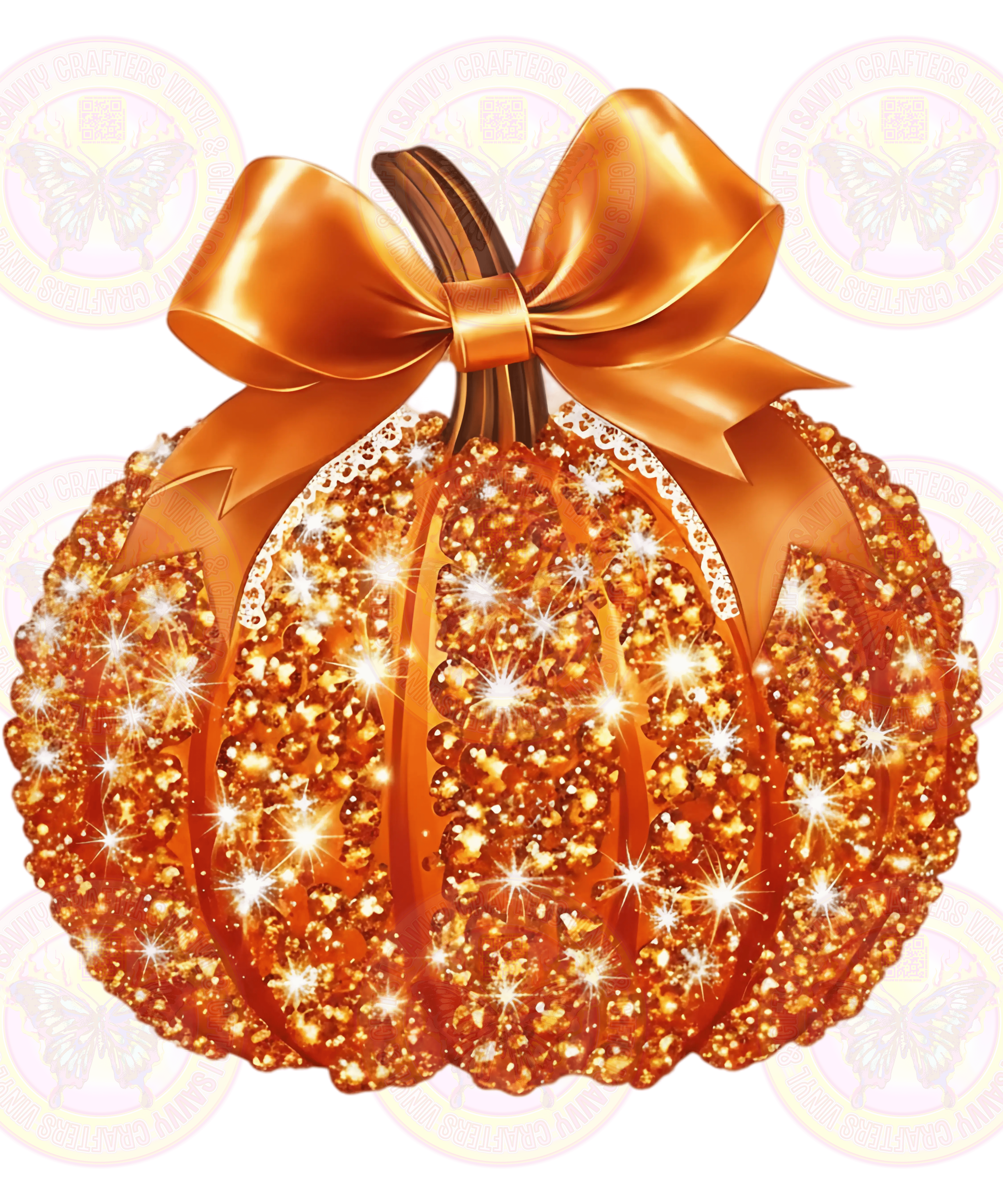 Glitter Disco Orange Pumpkin Fall Festive Girly Coquette - Savvy Crafters Vinyl & Gifts