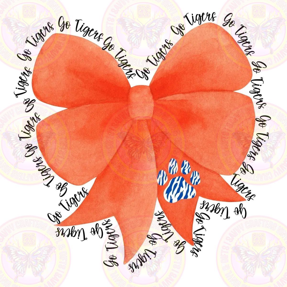 Go Tigers Coquette Bow With Paw - Savvy Crafters Vinyl & Gifts
