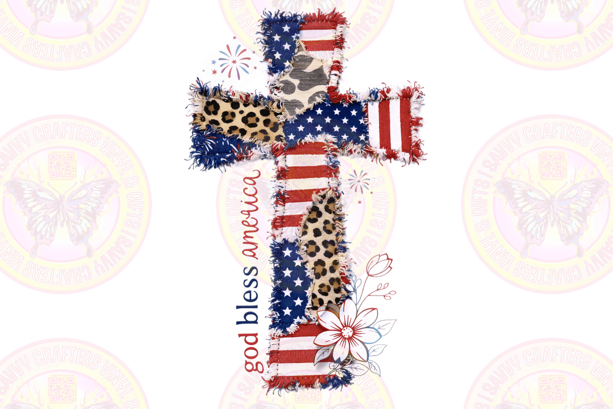 God Bless America Cross - Savvy Crafters Vinyl & Gifts