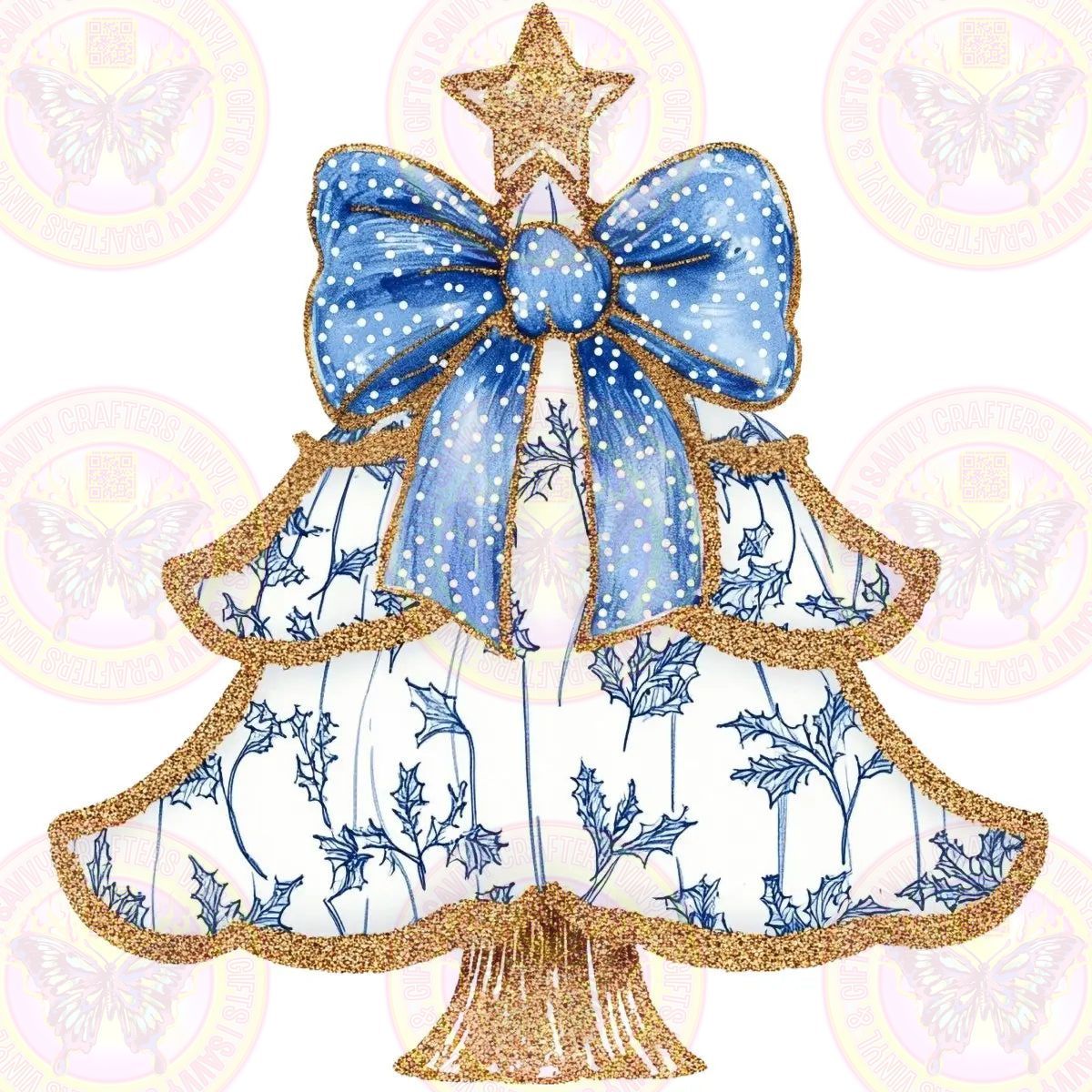 Grand Chinoiserie Blue Christma Tree - Savvy Crafters Vinyl & Gifts