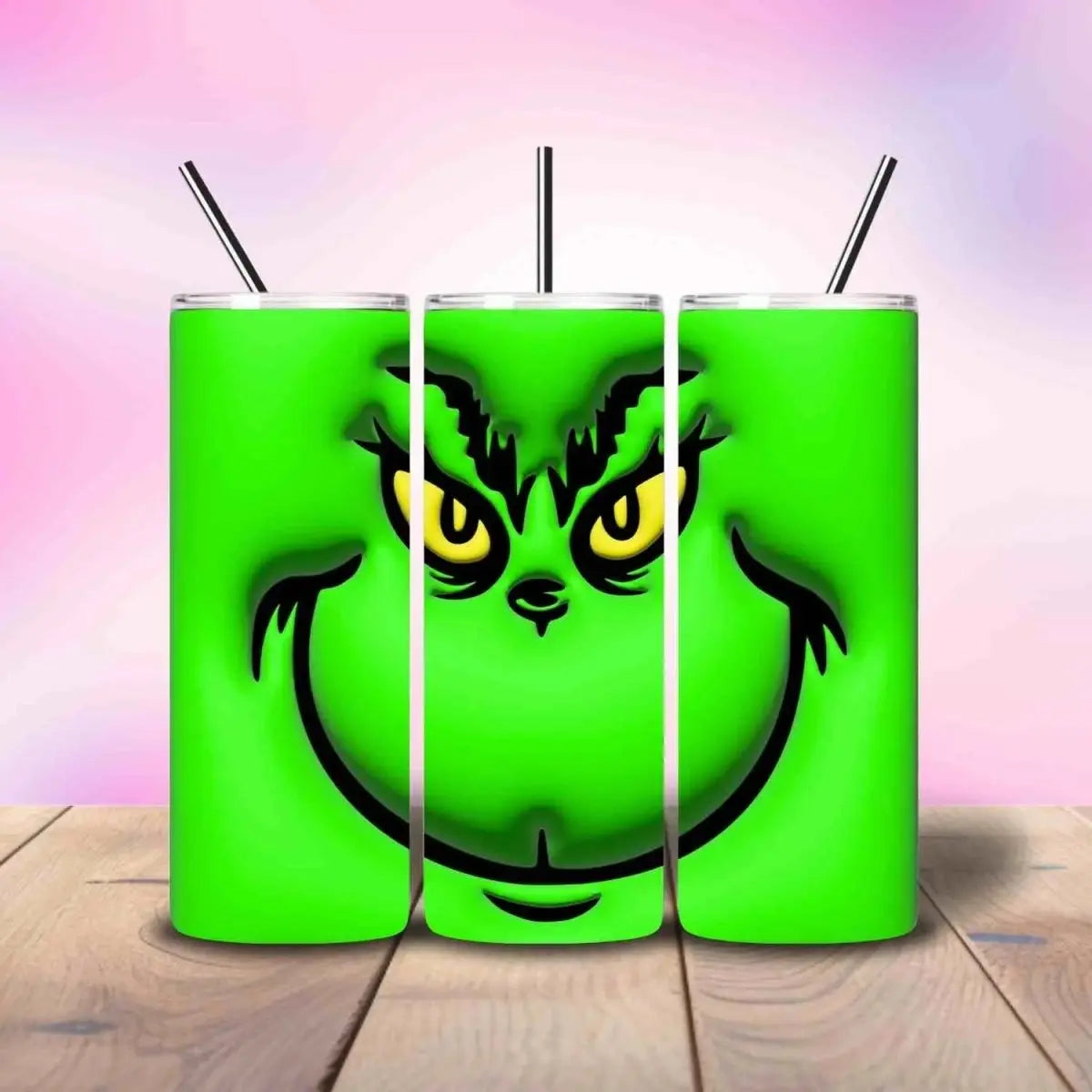 Grinch face Puffy Neon green - Fully Completed Tumbler Skinny Straight 20/30oz - Savvy Crafters Vinyl & Gifts