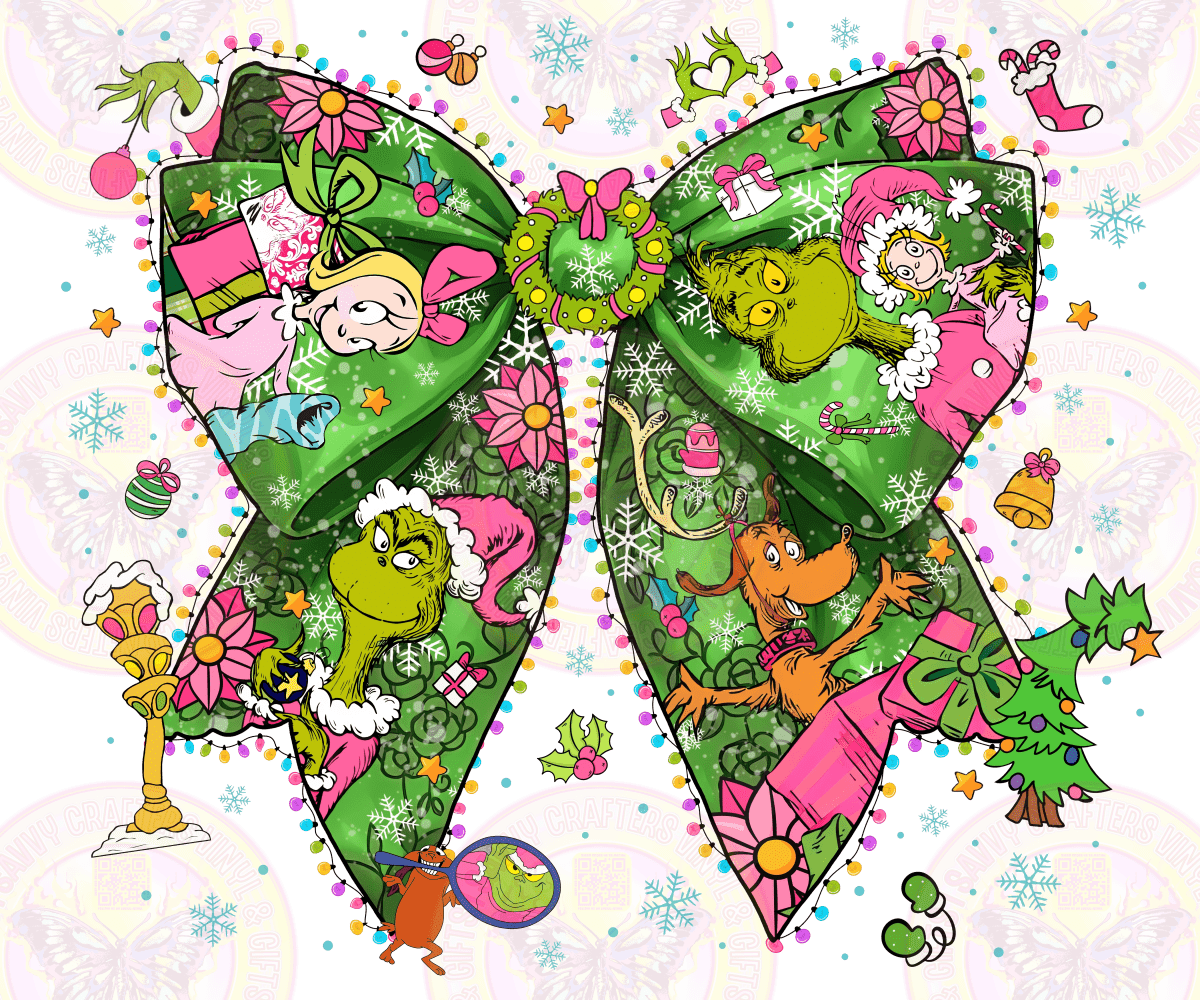 Grinchmas Nostalgia Bow Coquette Vibrant Green - Savvy Crafters Vinyl & Gifts