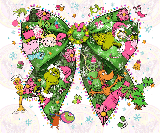 Grinchmas Nostalgia Bow Coquette Vibrant Green - Savvy Crafters Vinyl & Gifts