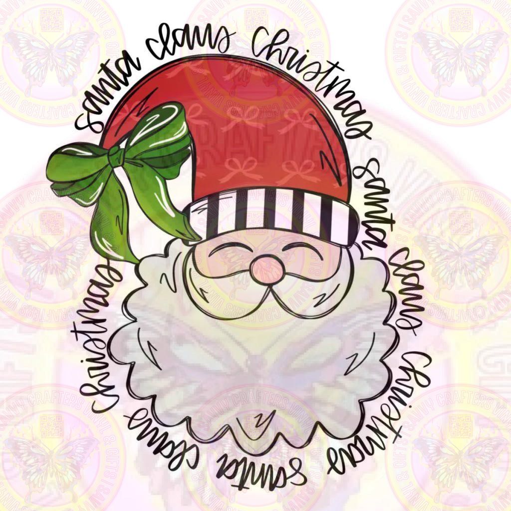 Hand drawn Santa with Bow DTF Transfer - Savvy Crafters Vinyl & Gifts