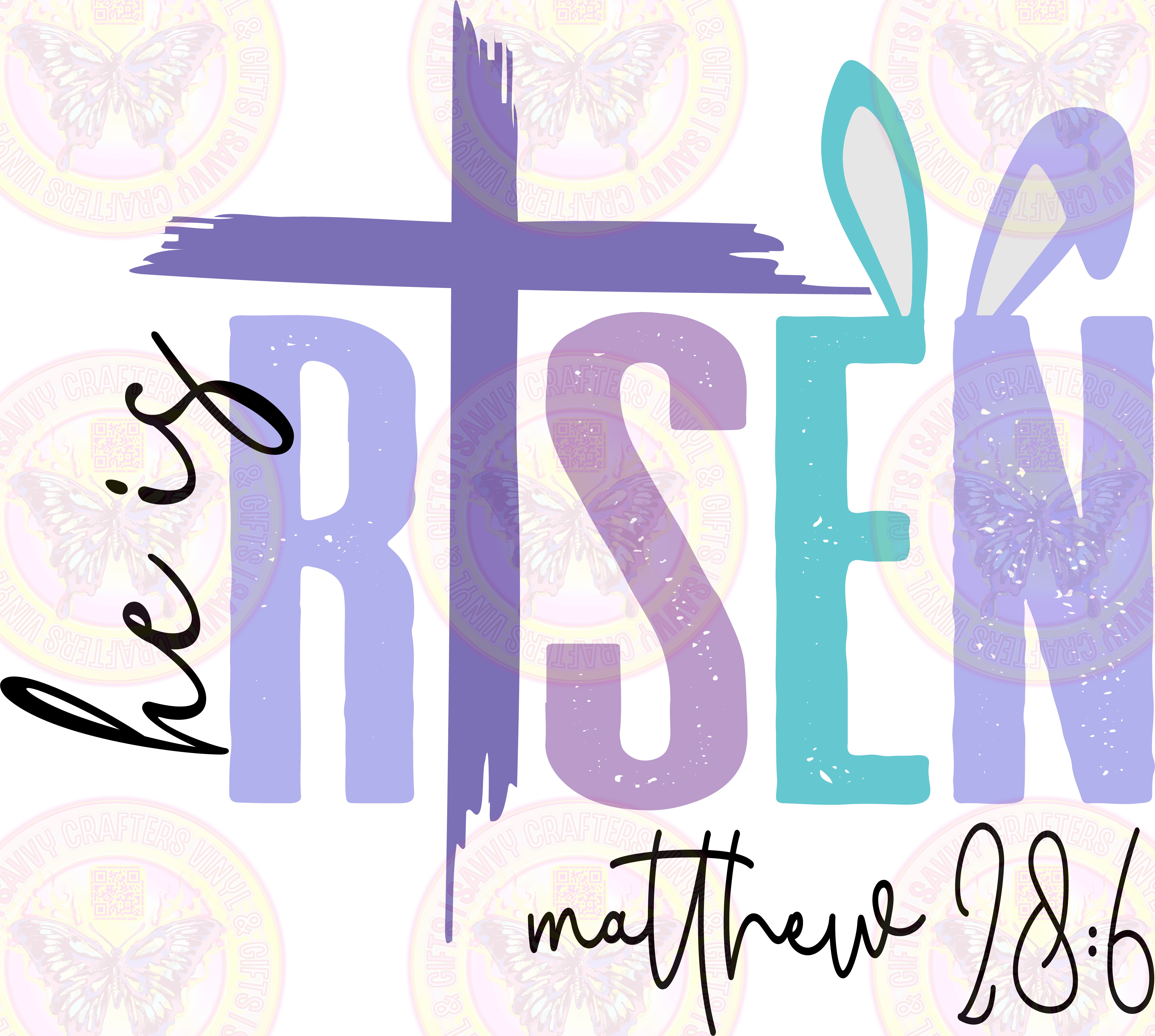 He is risen Pastel Purple Matthew 28:6 - Savvy Crafters Vinyl & Gifts