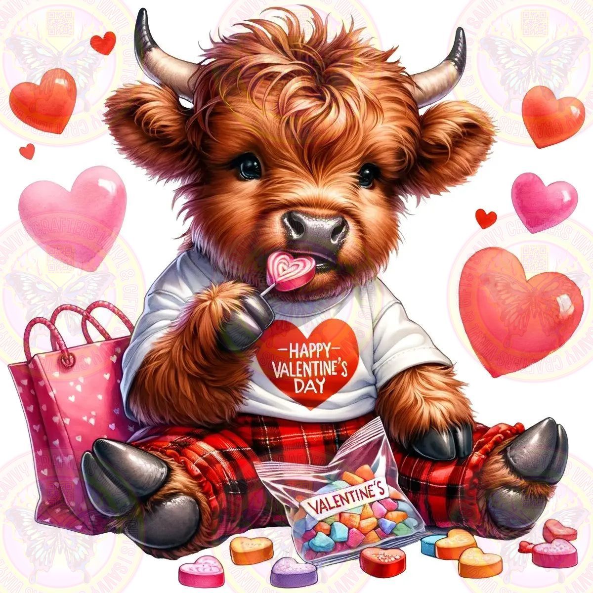 Highland Cow Valentine Candy Crazy - Savvy Crafters Vinyl & Gifts