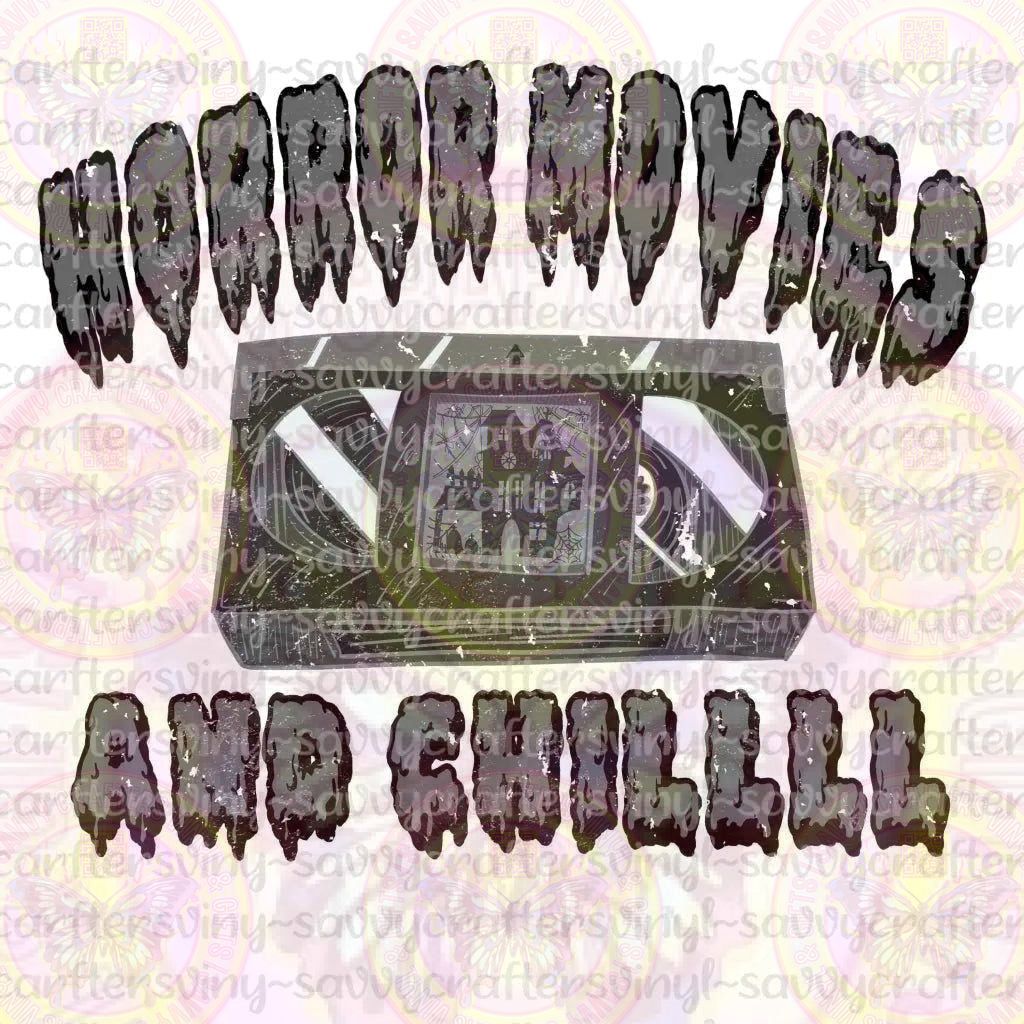 Horror Movies & Chill Grayscale Retro - Savvy Crafters Vinyl & Gifts