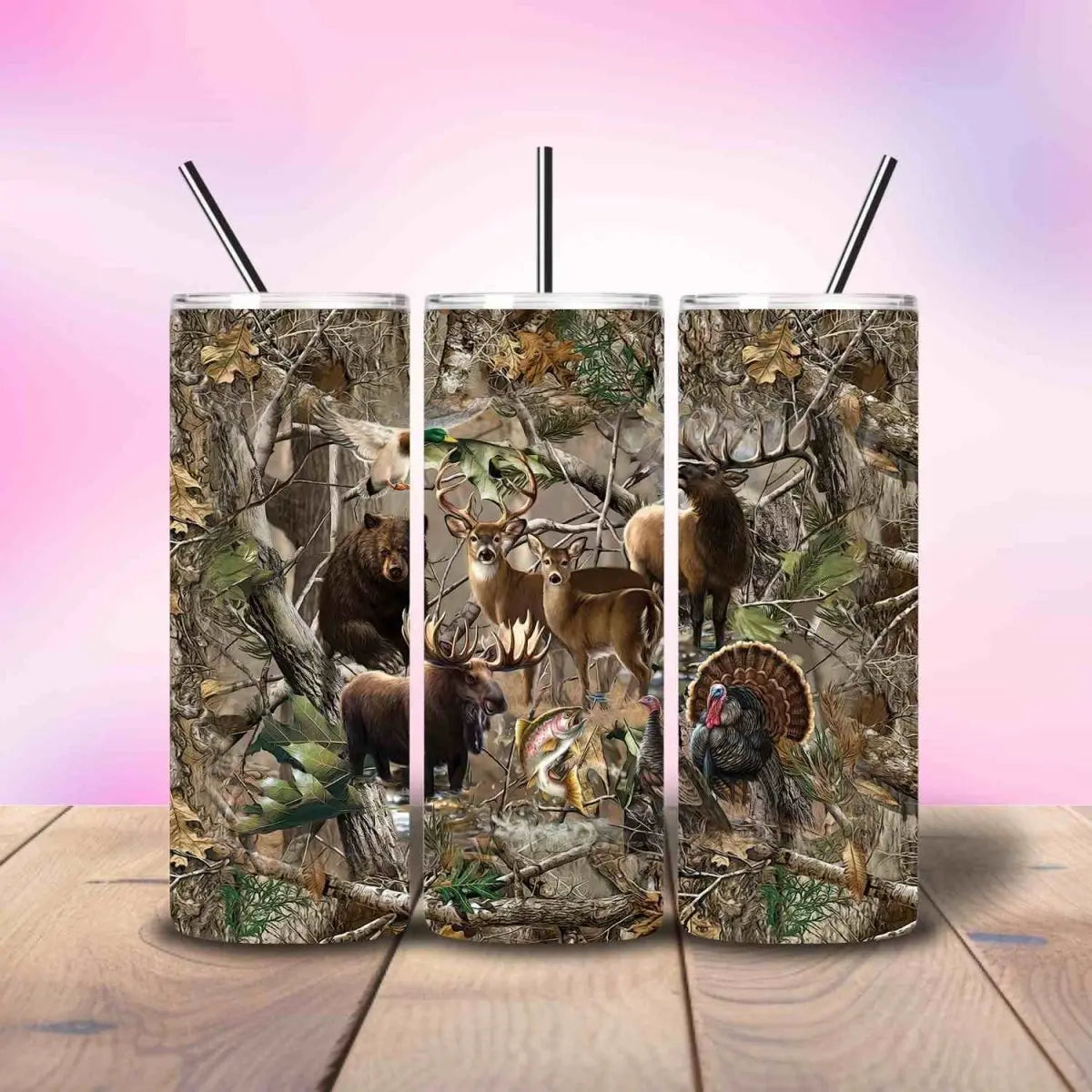 Hunting Camo Wildlife - Fully Completed Tumbler Skinny Straight 20/30oz - Savvy Crafters Vinyl & Gifts