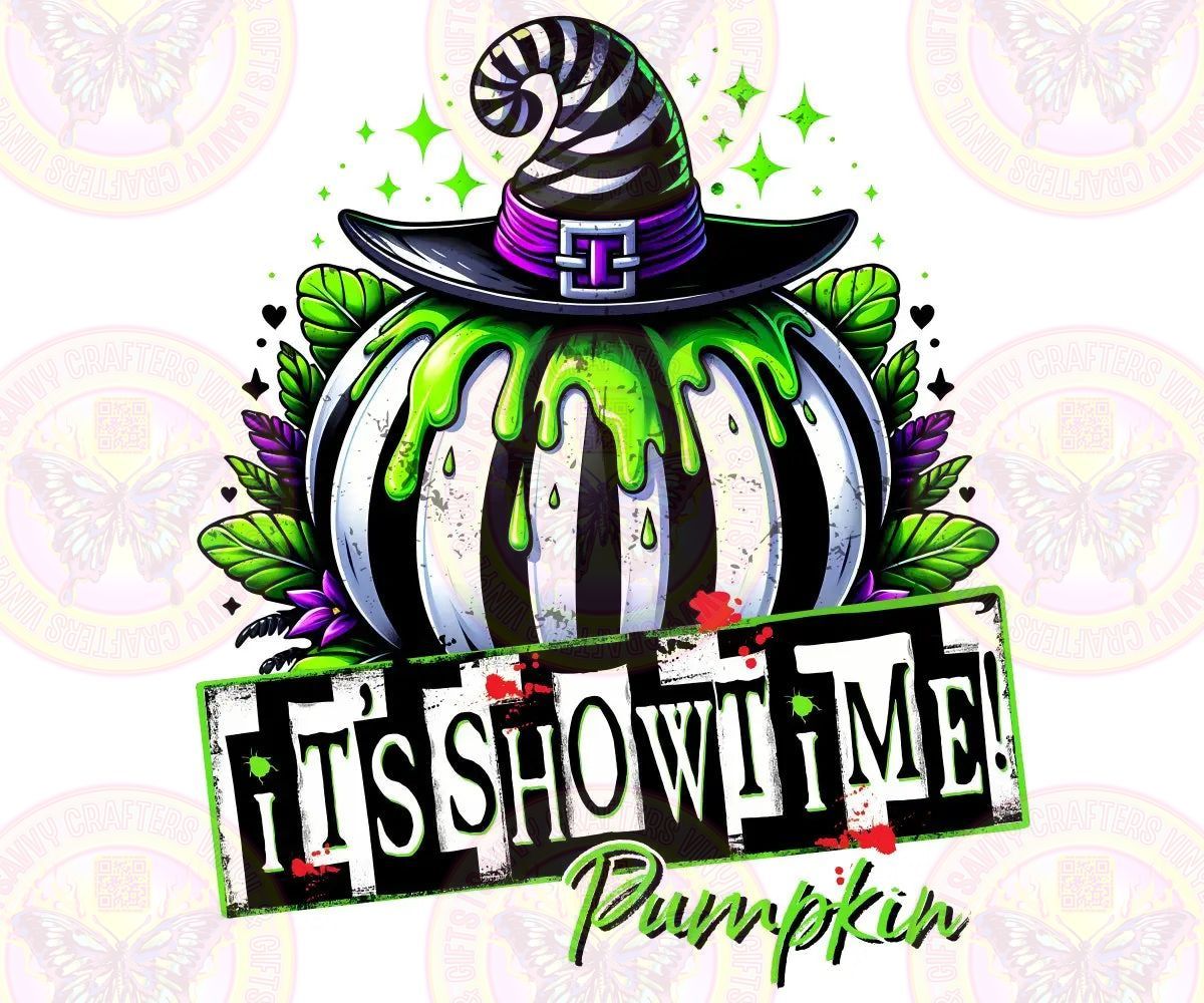 Its Showtime Pumpkin Beetlejuice style - Savvy Crafters Vinyl & Gifts