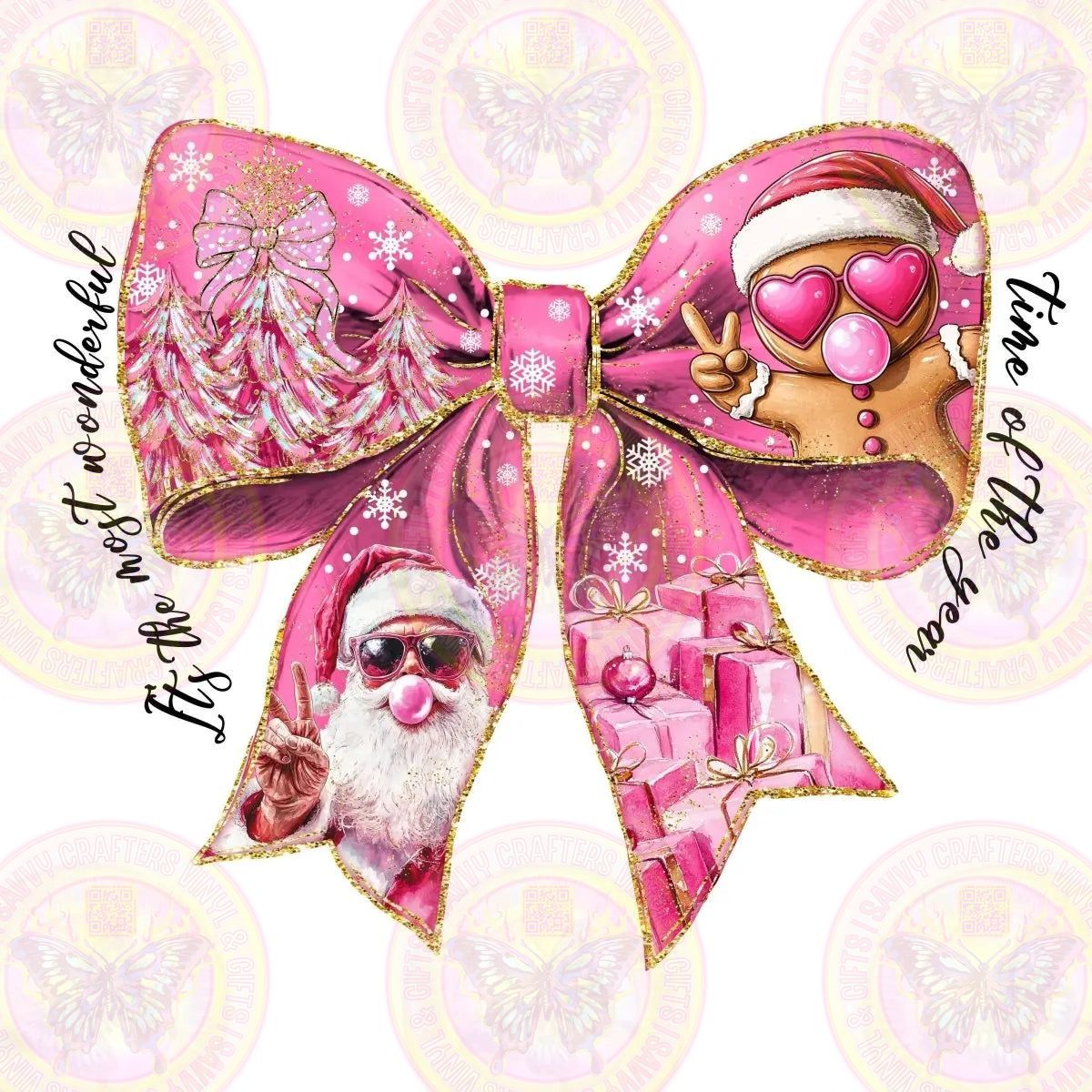 It's the most wonderful time of the Year Santa Bow Coquette - Savvy Crafters Vinyl & Gifts