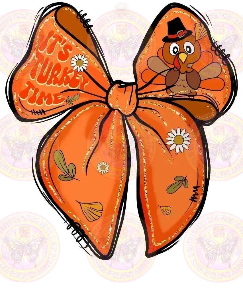 It's Turkey Time Coquette Bow - Savvy Crafters Vinyl & Gifts