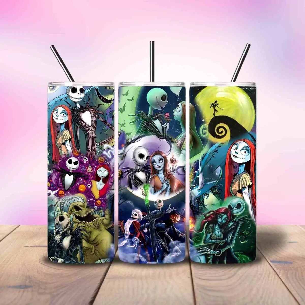 Jack & Sally Collage Inspired Movie NBC - Fully Completed Tumbler Skinny Straight 20/30oz - Savvy Crafters Vinyl & Gifts