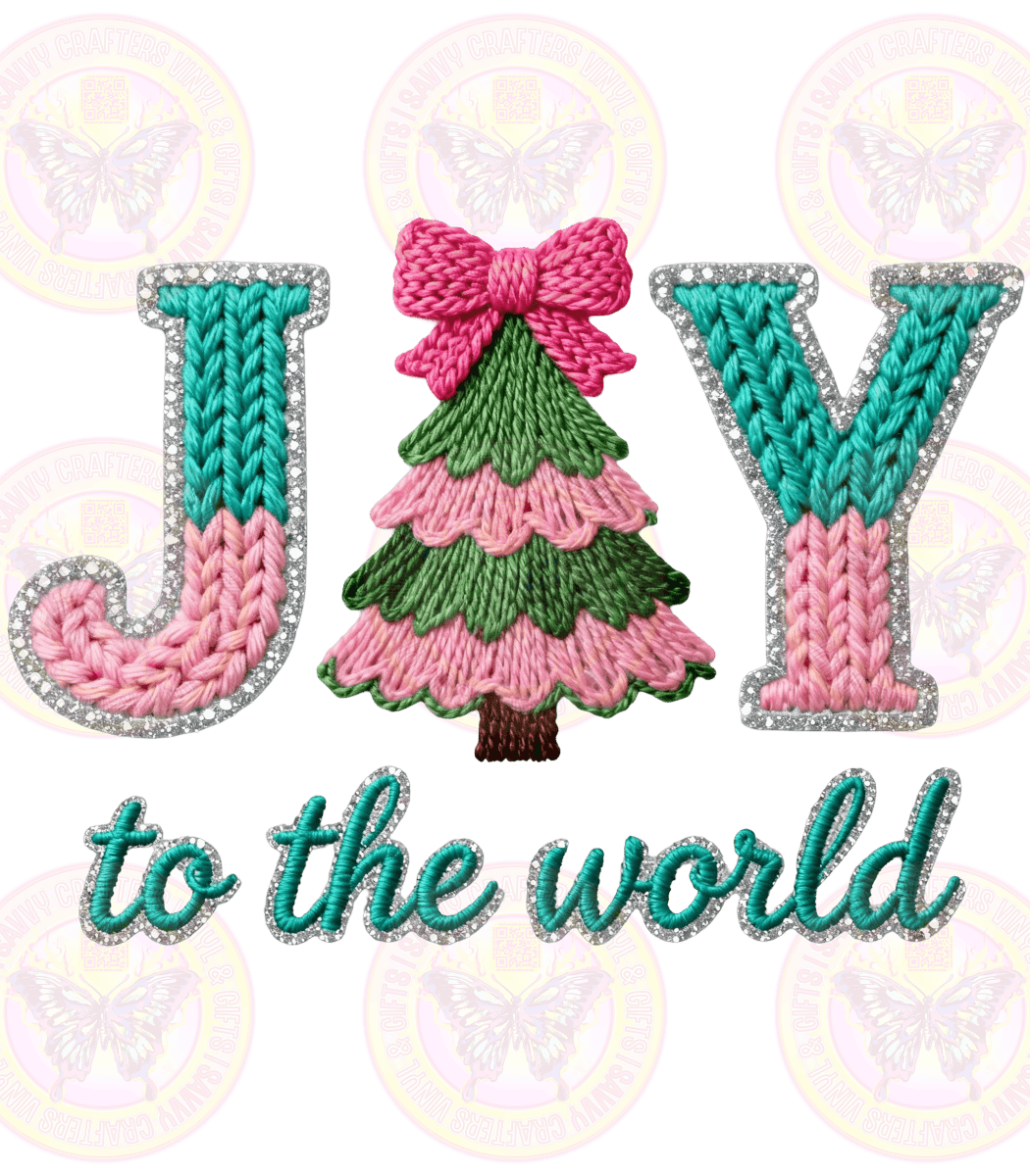Joy to the world faux Crochet applique look - Savvy Crafters Vinyl & Gifts