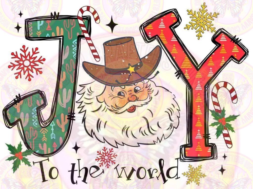 Joy to the World Santa Western - Savvy Crafters Vinyl & Gifts
