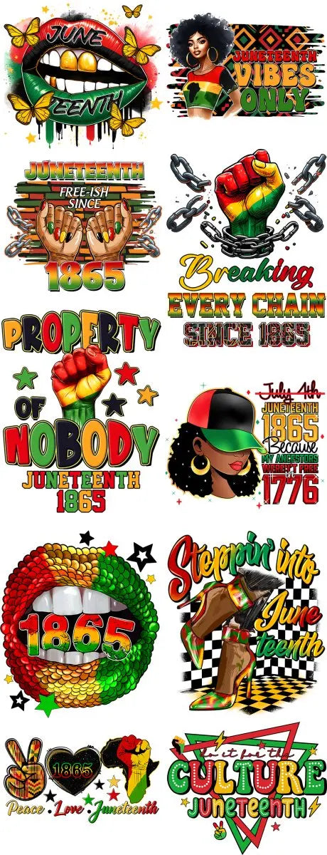 Juneteenth DTF Transfer Gang Sheet 1 - Savvy Crafters Vinyl & Gifts