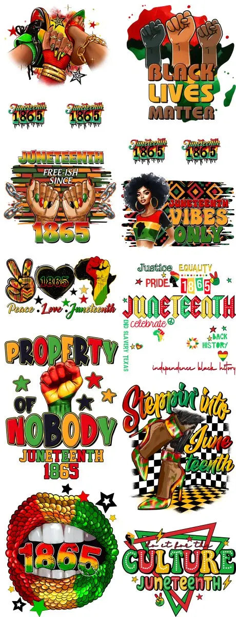 Juneteenth DTF Transfer Gang Sheet 2 - Savvy Crafters Vinyl & Gifts