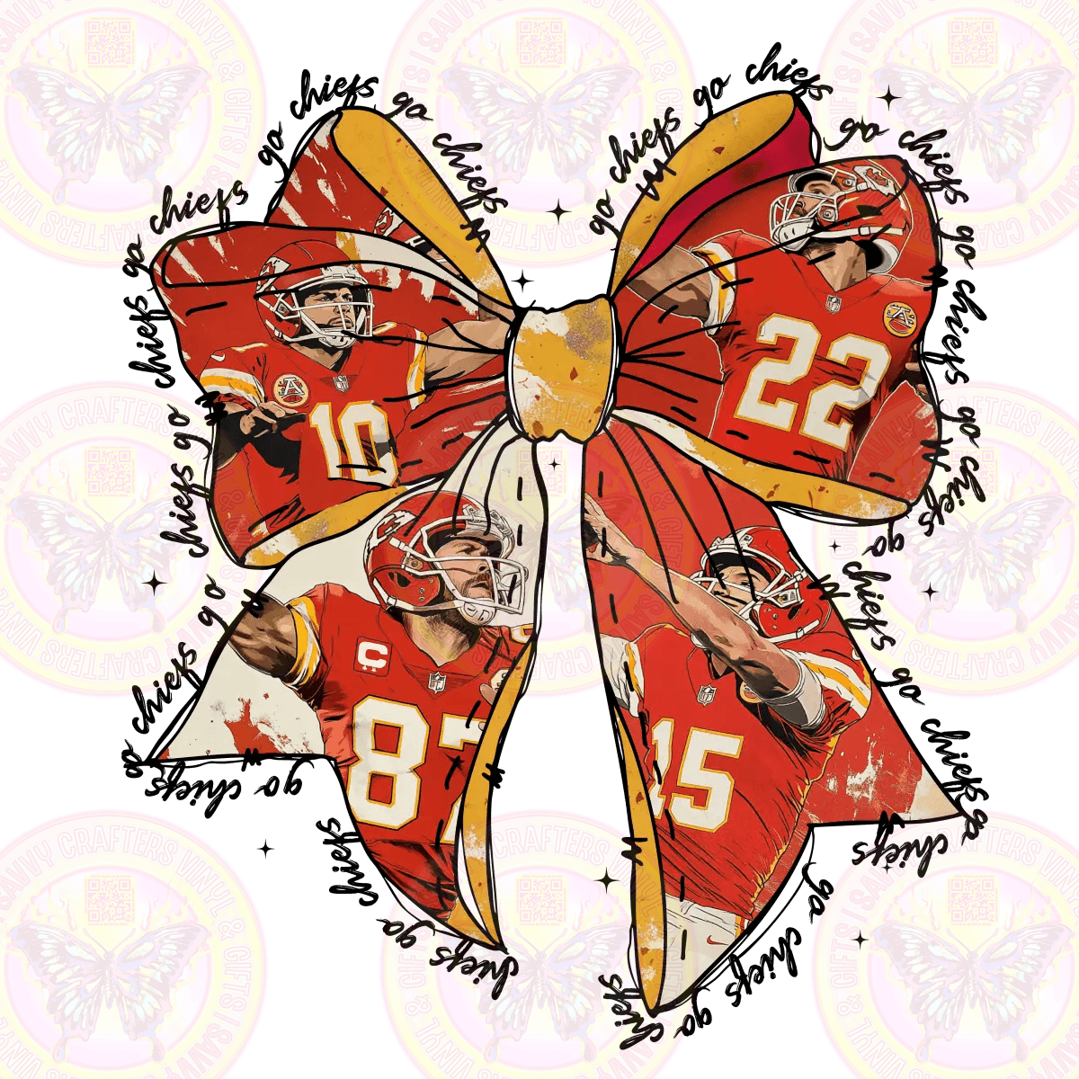 KC Chiefs Coquette Bow Football Players - Savvy Crafters Vinyl & Gifts