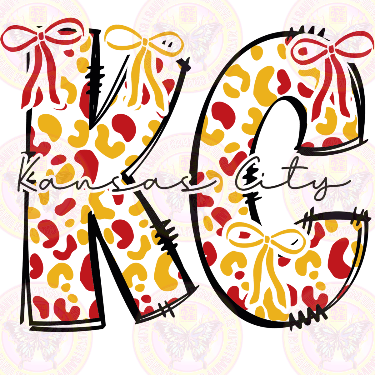 KC Leopard Letters Coquette Bows - Savvy Crafters Vinyl & Gifts