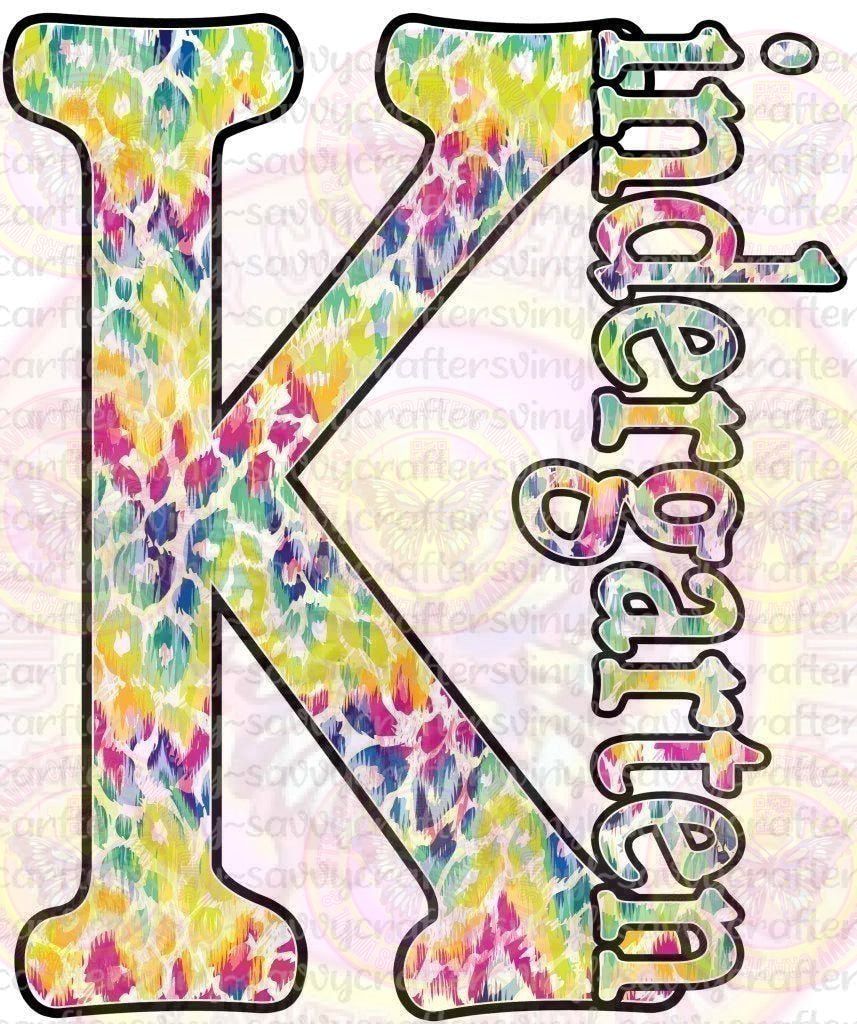 Kindergarten K Multi Cheetah - Savvy Crafters Vinyl & Gifts