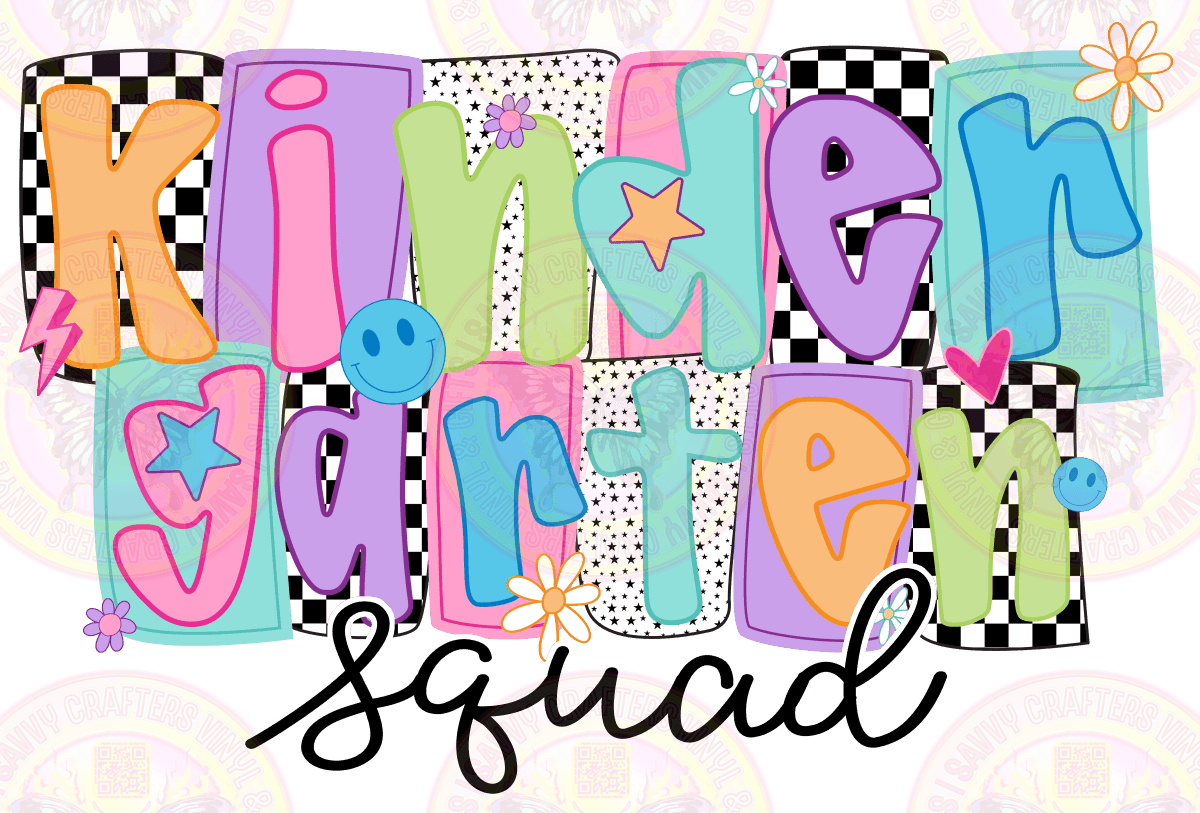 Kindergarten Squad Neon - Savvy Crafters Vinyl & Gifts