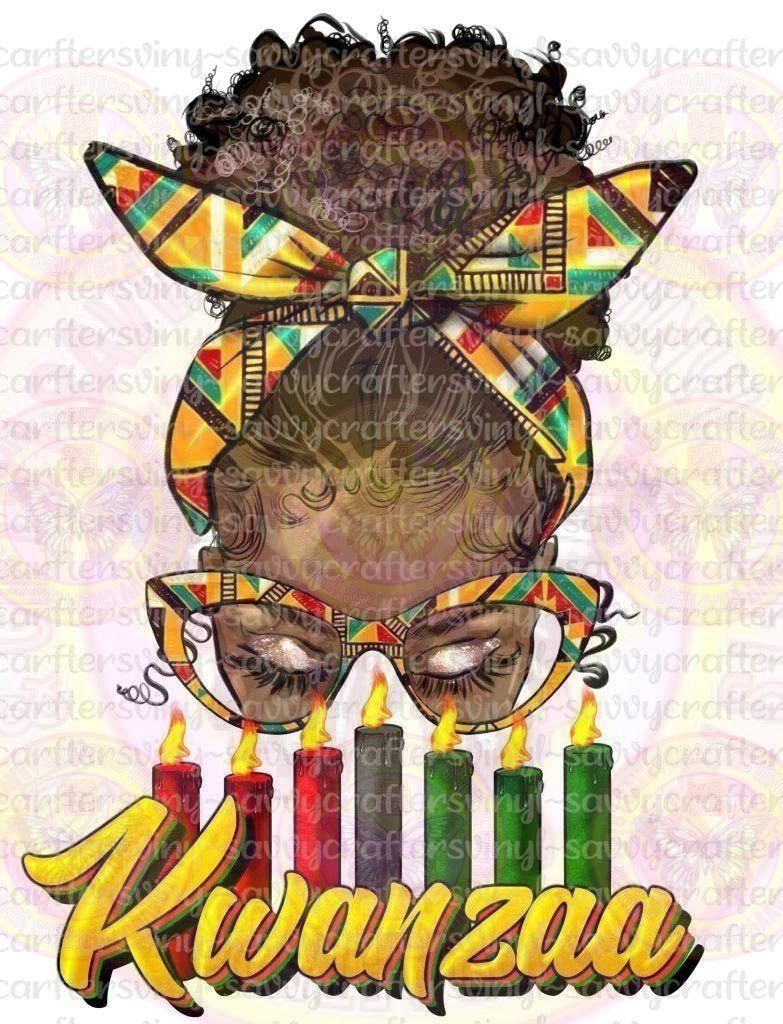 Kwanza Black Girl Messy Bun - Savvy Crafters Vinyl & Gifts