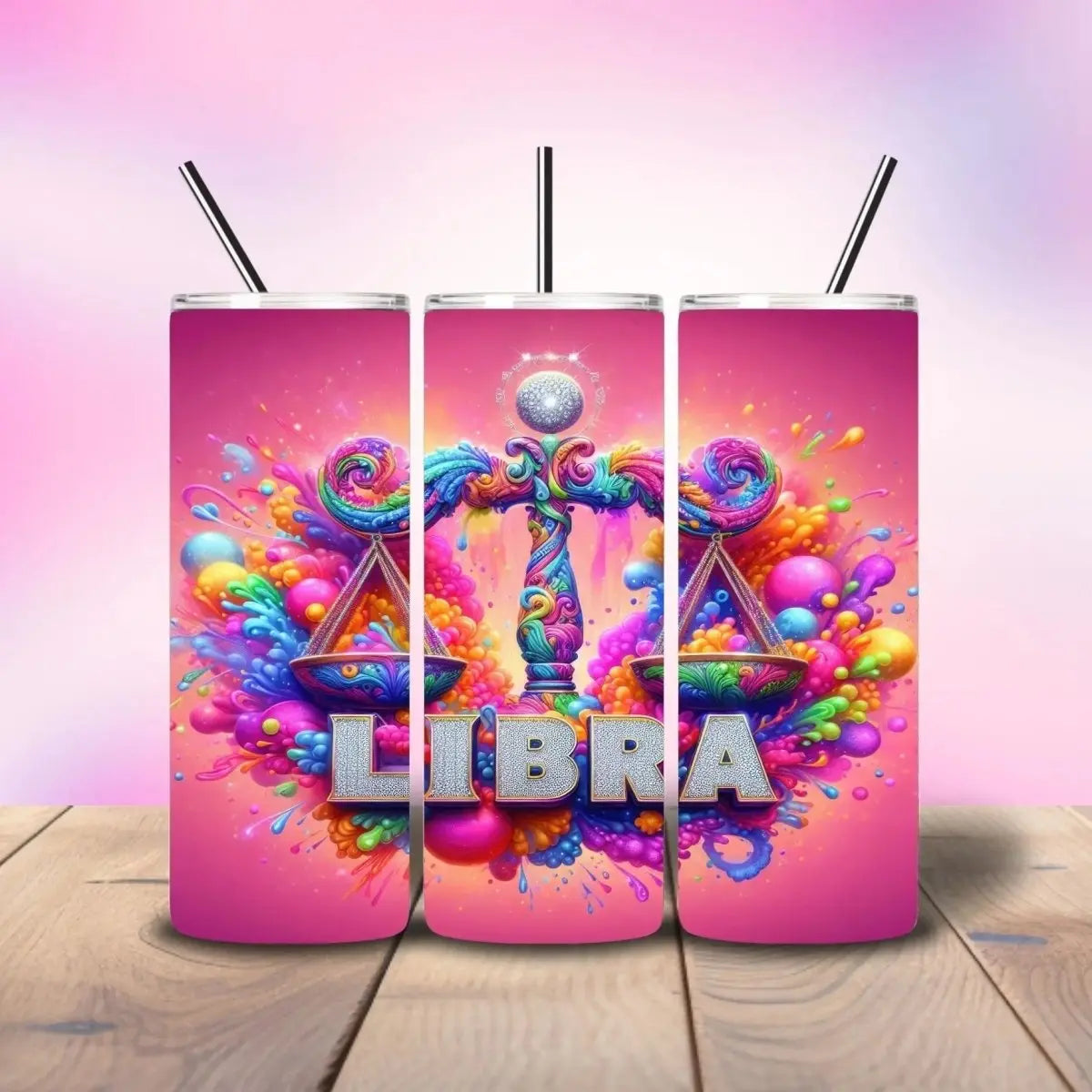 Libra Hot Pink - Fully Completed Tumbler Skinny Straight 20/30oz - Savvy Crafters Vinyl & Gifts