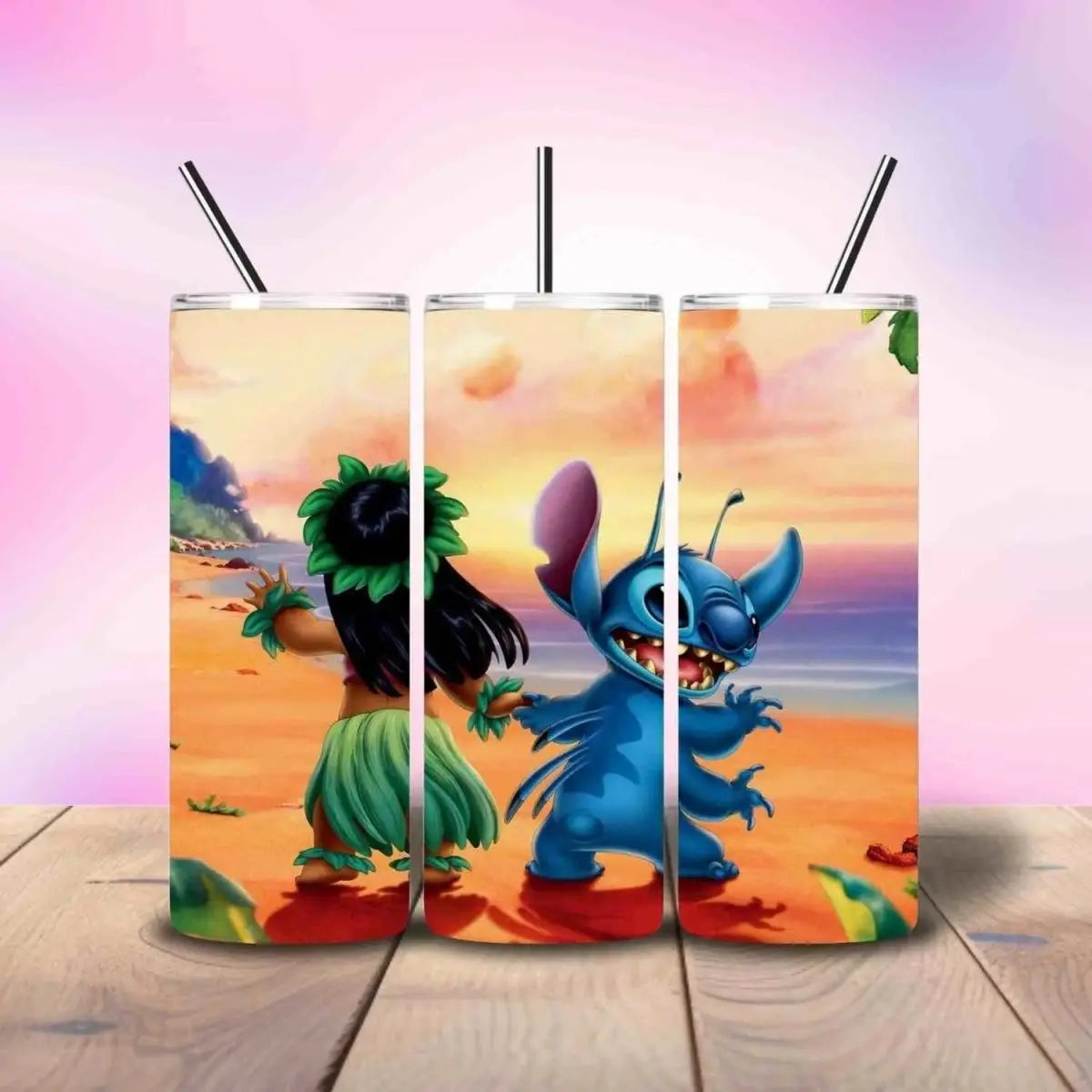 Lilo & Stitch Inspired Beach Landscape - Fully Completed Tumbler Skinny Straight 20/30oz - Savvy Crafters Vinyl & Gifts