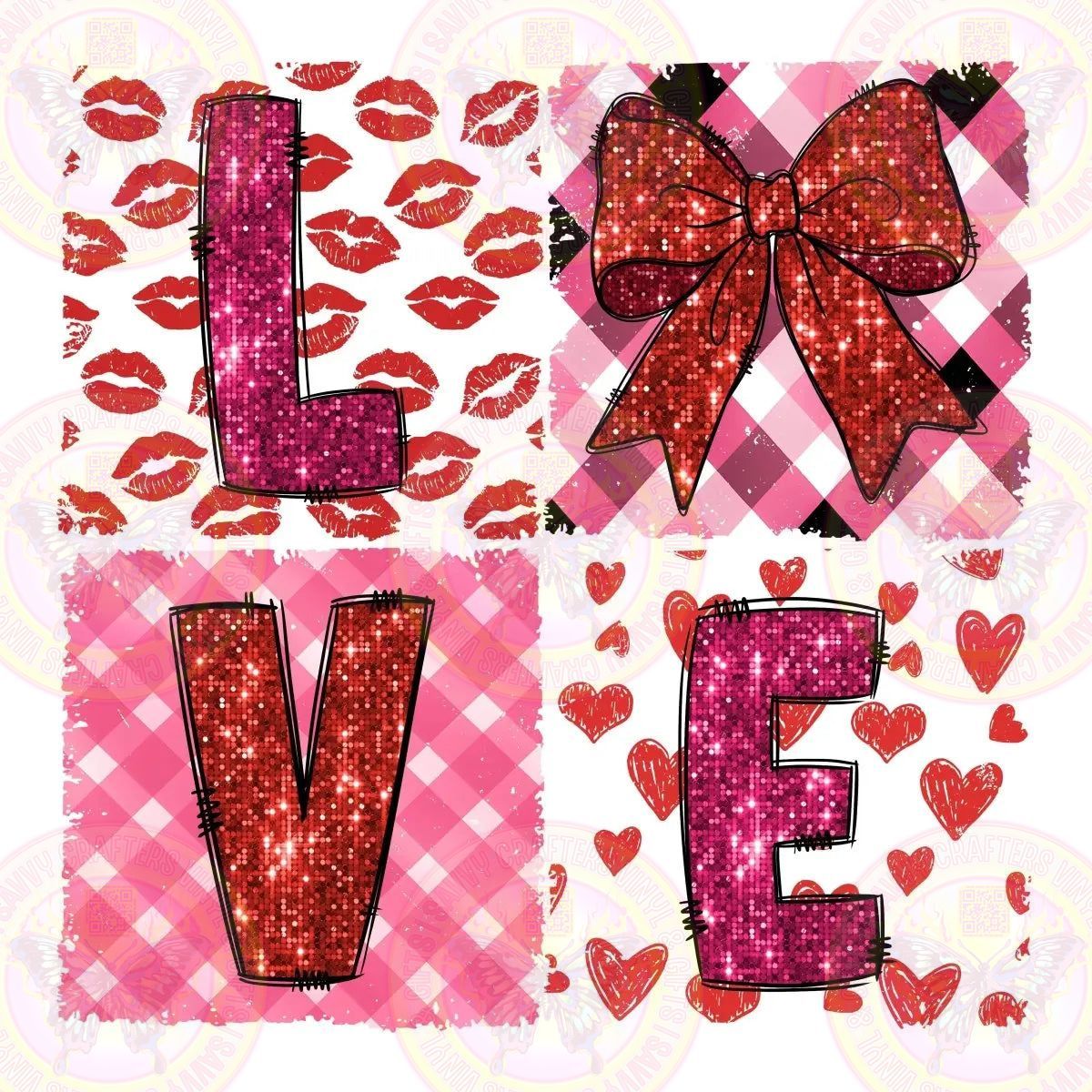 Love 4 Square with Bow - Savvy Crafters Vinyl & Gifts