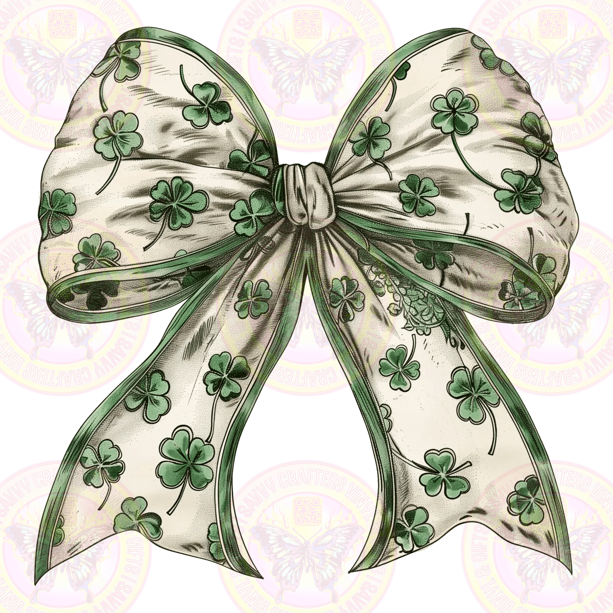 Lucky Clover Coquette Bow - Savvy Crafters Vinyl & Gifts
