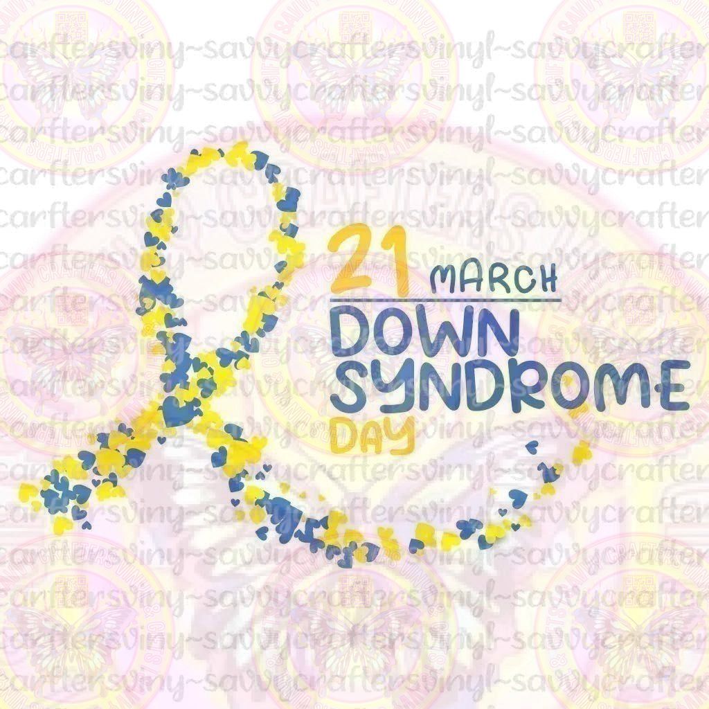 March 21 Down Syndrome Day Heart Ribbon - Savvy Crafters Vinyl & Gifts