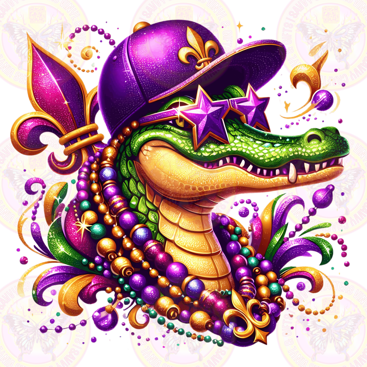 Mardi Gras Party Gator - Savvy Crafters Vinyl & Gifts
