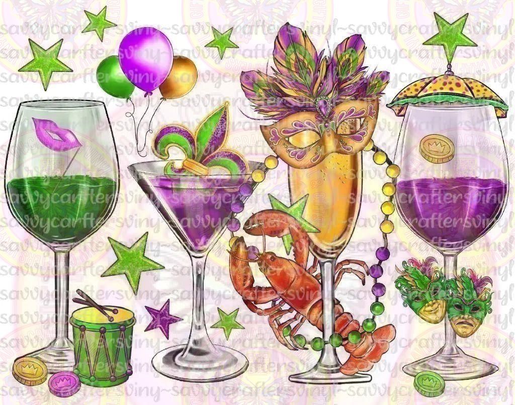 Mardi Gras Wine Glass - Savvy Crafters Vinyl & Gifts