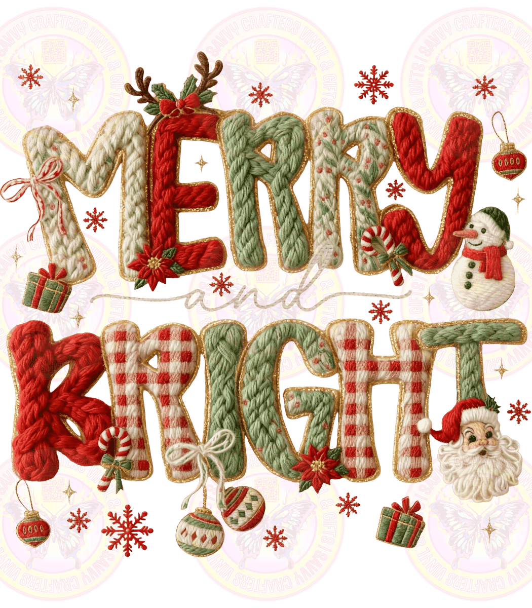 Merry & Bright Faux Crochet Coquette Decorative - Savvy Crafters Vinyl & Gifts