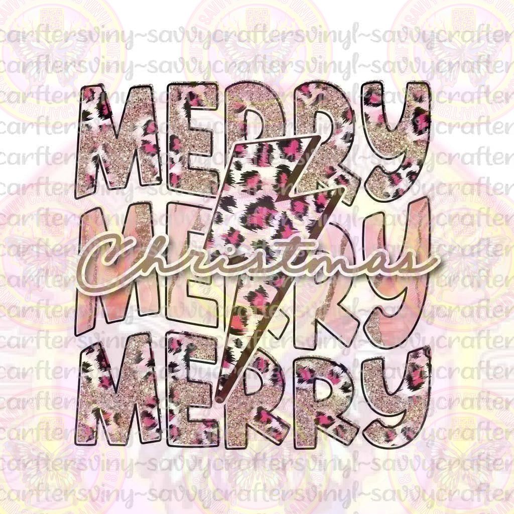Merry Merry Merry Pink Cheetah - Savvy Crafters Vinyl & Gifts