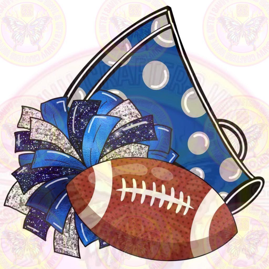 Navy Blue Glitter Football Cheer - Savvy Crafters Vinyl & Gifts