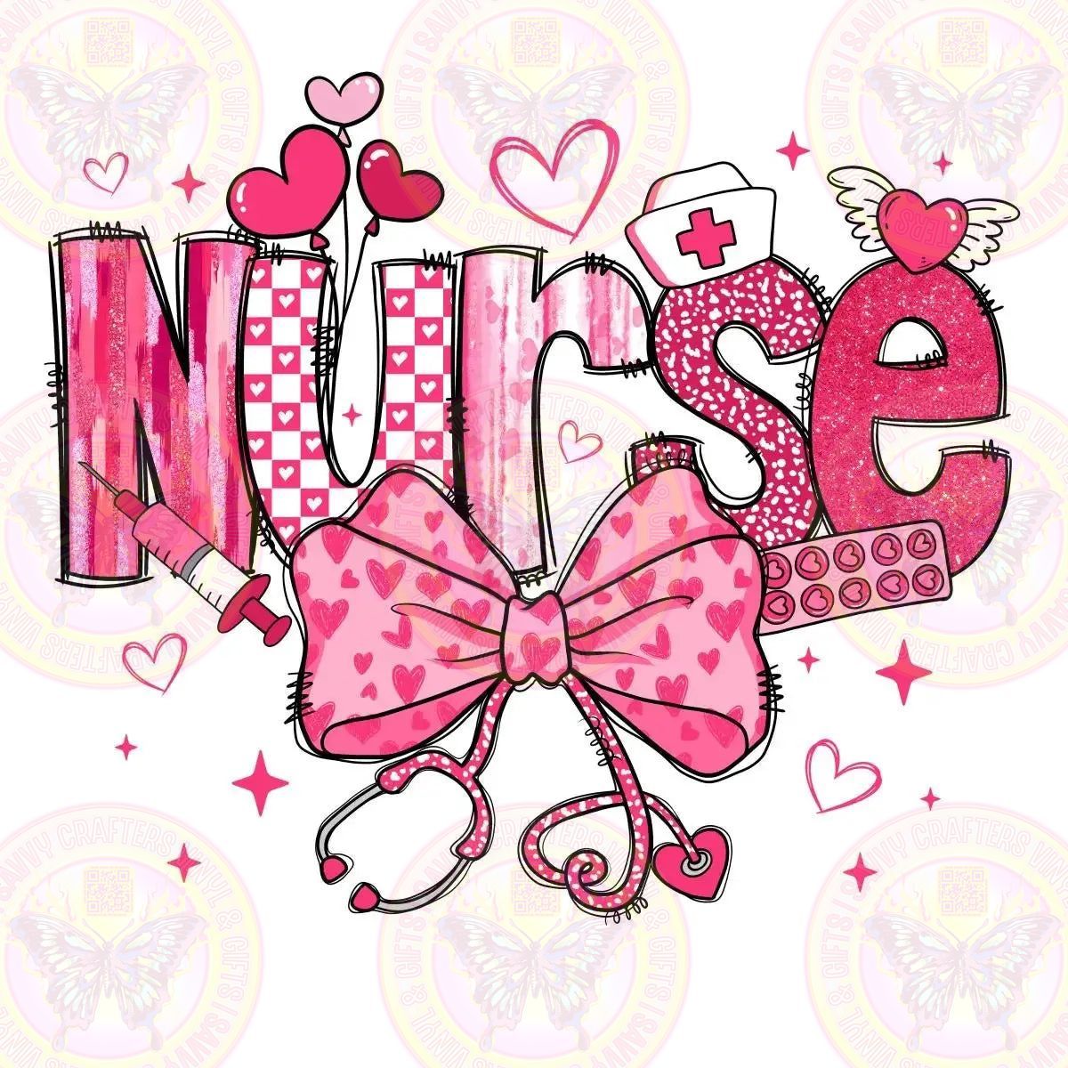 Nurse Coquette Valentines Playful Font - Savvy Crafters Vinyl & Gifts