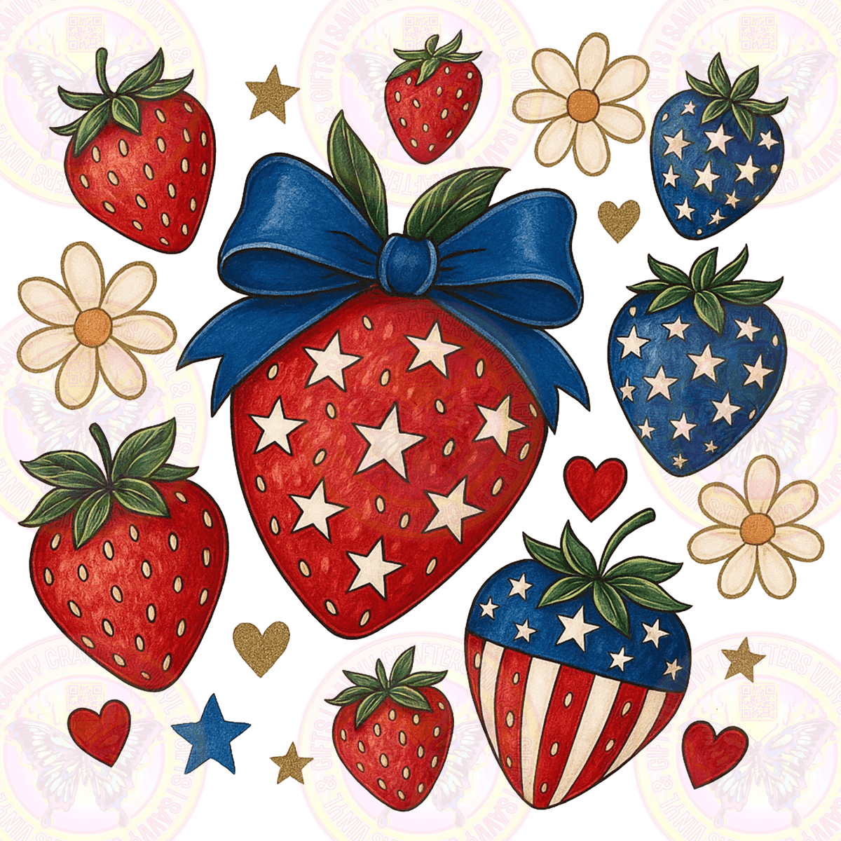 Patriotic Sweet Strawberry - Savvy Crafters Vinyl & Gifts