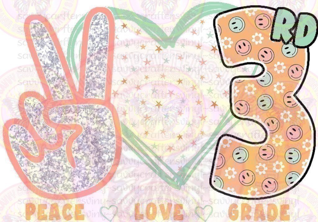 Peace Love 3rd Grade Smiley - Savvy Crafters Vinyl & Gifts