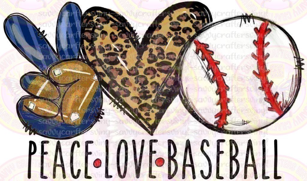 Peace Love Baseball Blue Glove - Savvy Crafters Vinyl & Gifts