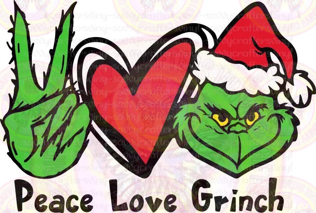 Peace Love Grinch Red Heart - Savvy Crafters Vinyl & Gifts