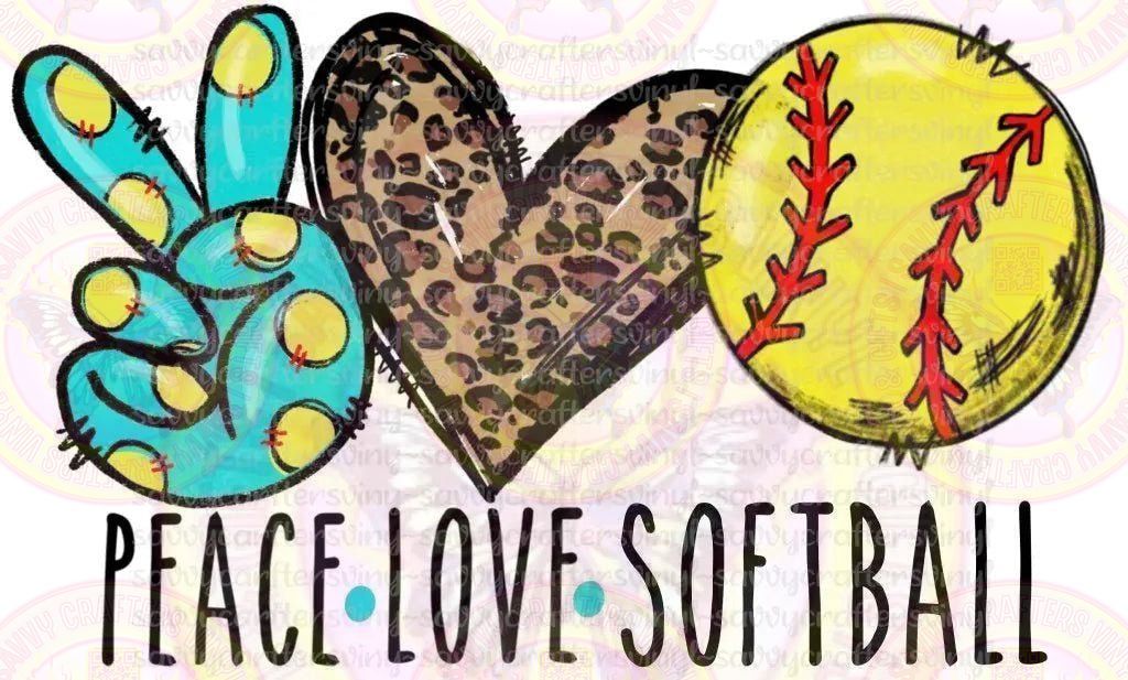 Peace Love Softball Turquoise - Savvy Crafters Vinyl & Gifts