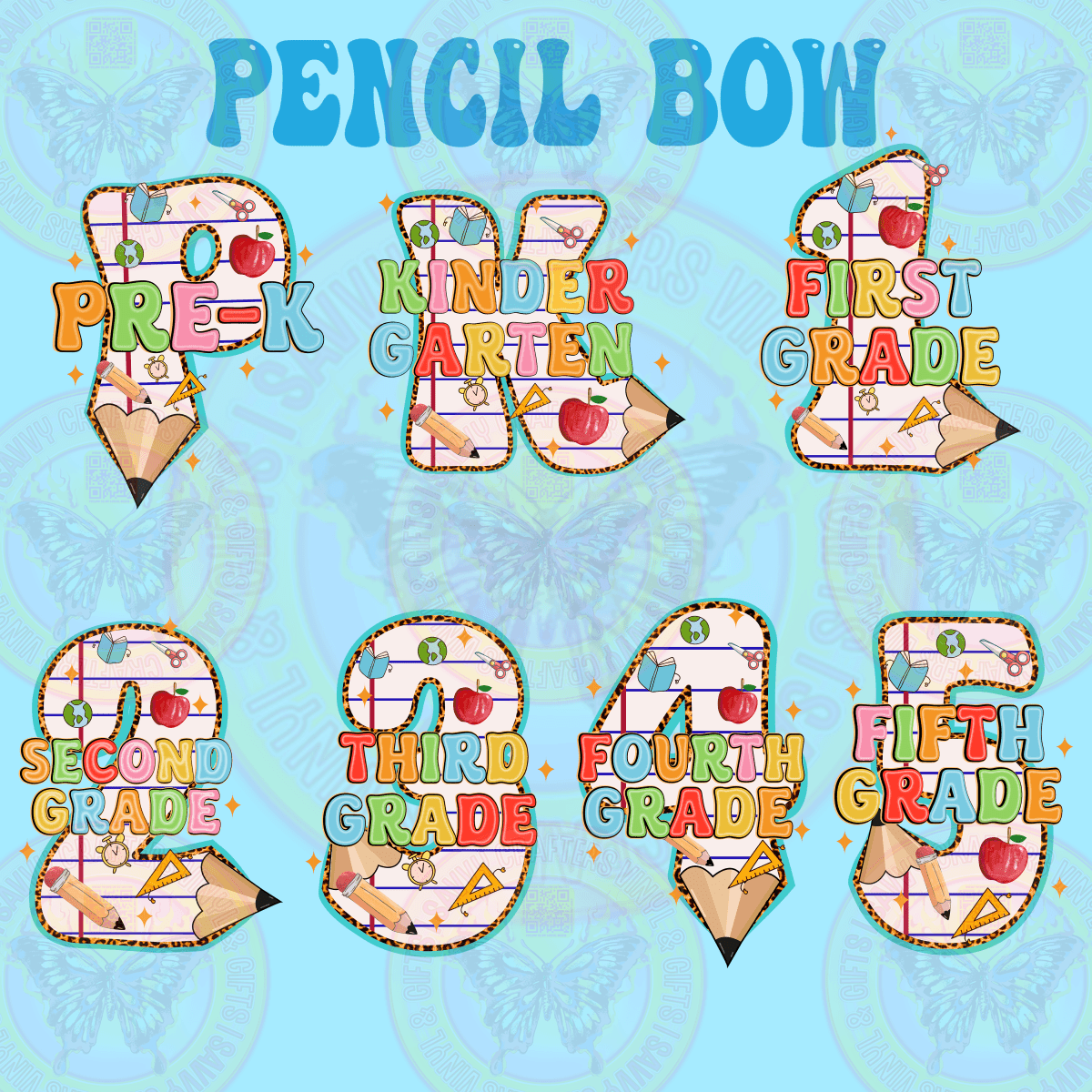 Pencil Bow Grade Levels - Savvy Crafters Vinyl & Gifts