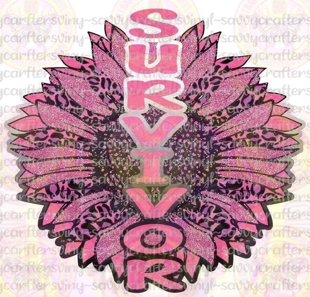 Pink Leopard Sunflower Survivor - Savvy Crafters Vinyl & Gifts
