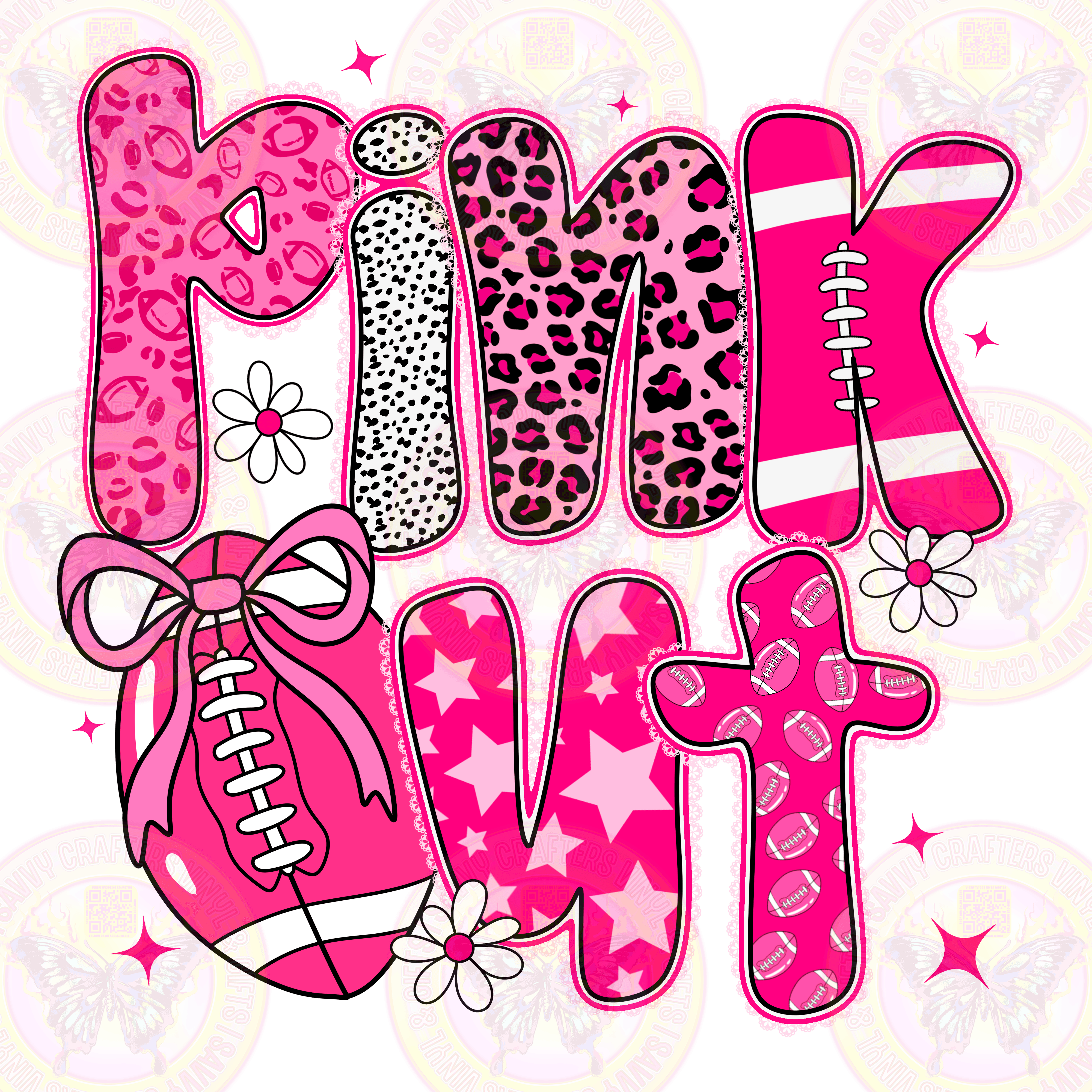 PINK OUT Sporty Playful Doodle Font - Savvy Crafters Vinyl & Gifts
