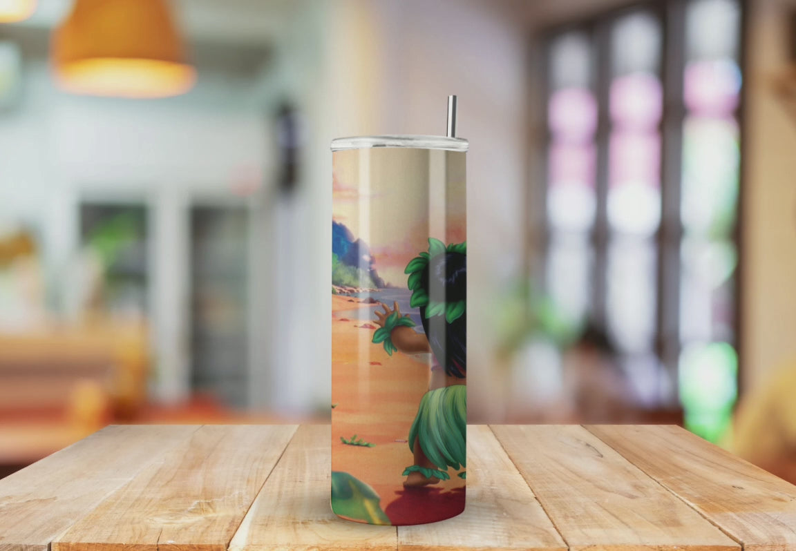 Lilo & Stitch Inspired Beach Landscape - Fully Completed Tumbler Skinny Straight 20/30oz