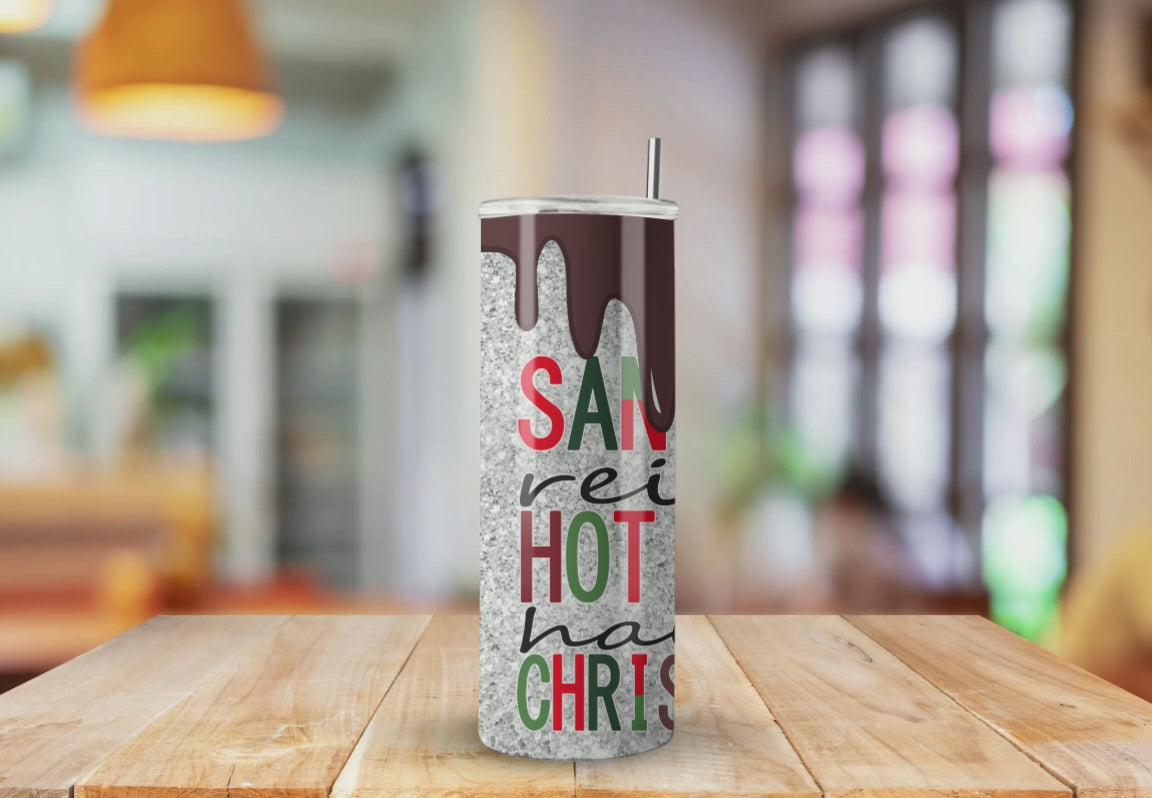 Santa Claus Hot Chocolate Christmas Lights - Fully Completed Tumbler Skinny Straight 20/30oz